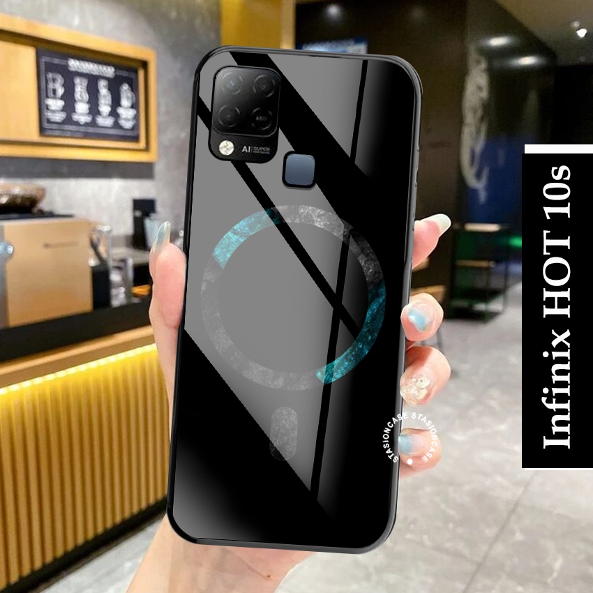 Softcase Glass Hp Infinix Hot 10s NFC Terbaru  Case kaca kilau buat infinix motif new [Megasfe] Stas
