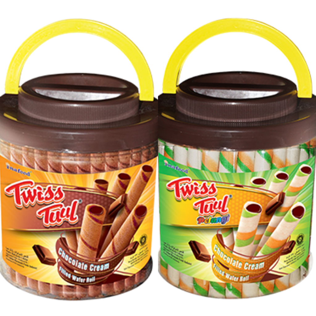 WAFER ROLL TWISS TUUL INAFOOD RASA CHOCOLATE &  PELANGI 475 GRAM - Astor Rasa Coklat Pelangi/Promo A