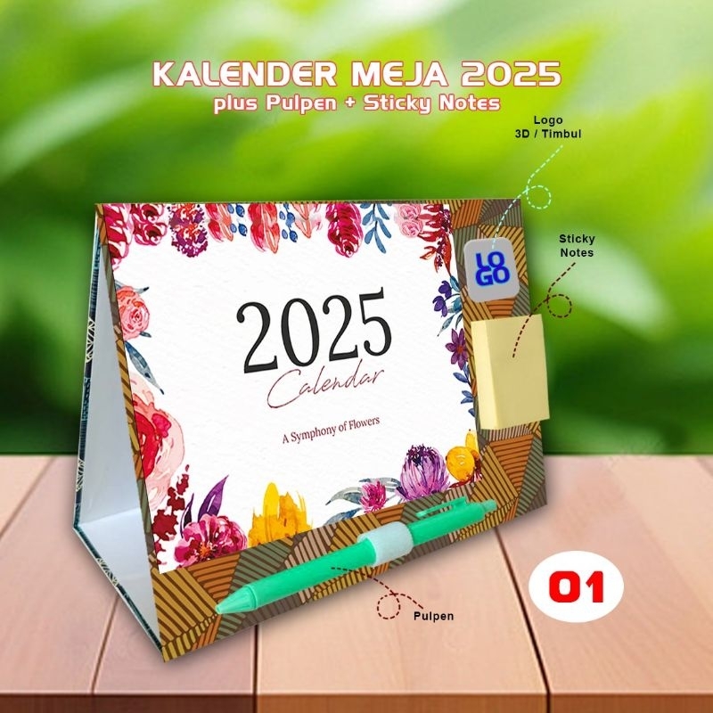

Kalender Meja 2025 plus Pulpen & Sticky Notes custom