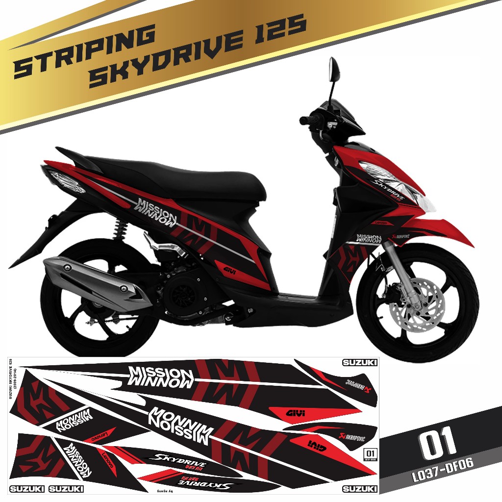 Stiker striping Decal Suzuki Skydrive 125 2009-2014 Semifullbody Variasi DF06