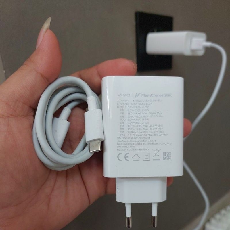 Charger iqoo 120W original copotan Bawaan asli bekas layak kabel C to C