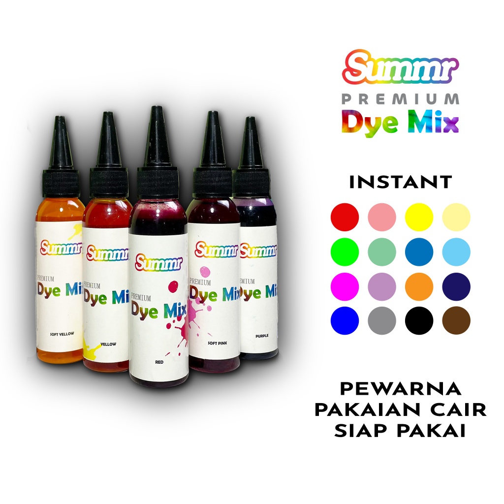 Pewarna Pakaian Cair Permanen Siap Pakai By Summr (Pewarna Tie Dye, Pewarna Textile, Pewarna Kain)