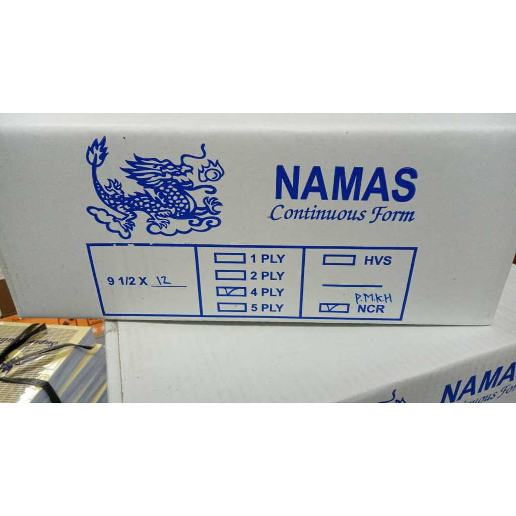 

Kertas Continous Form 9.5" X 12" 4PLY dan 4PLY bagi 2 Merk NAmas