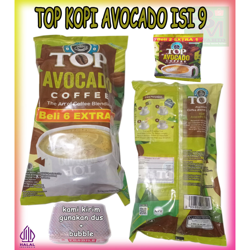 

Kopi Top Kopi Coffee Avocado 1 pack isi 9 Bungkus
