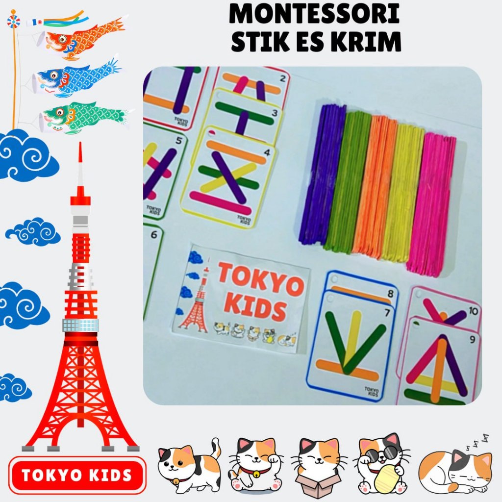 TokyoKidz Puzzle Stik Ice Cream I Mainan Edukasi Stik ESKRIM + worksheet I Mainan anak anak