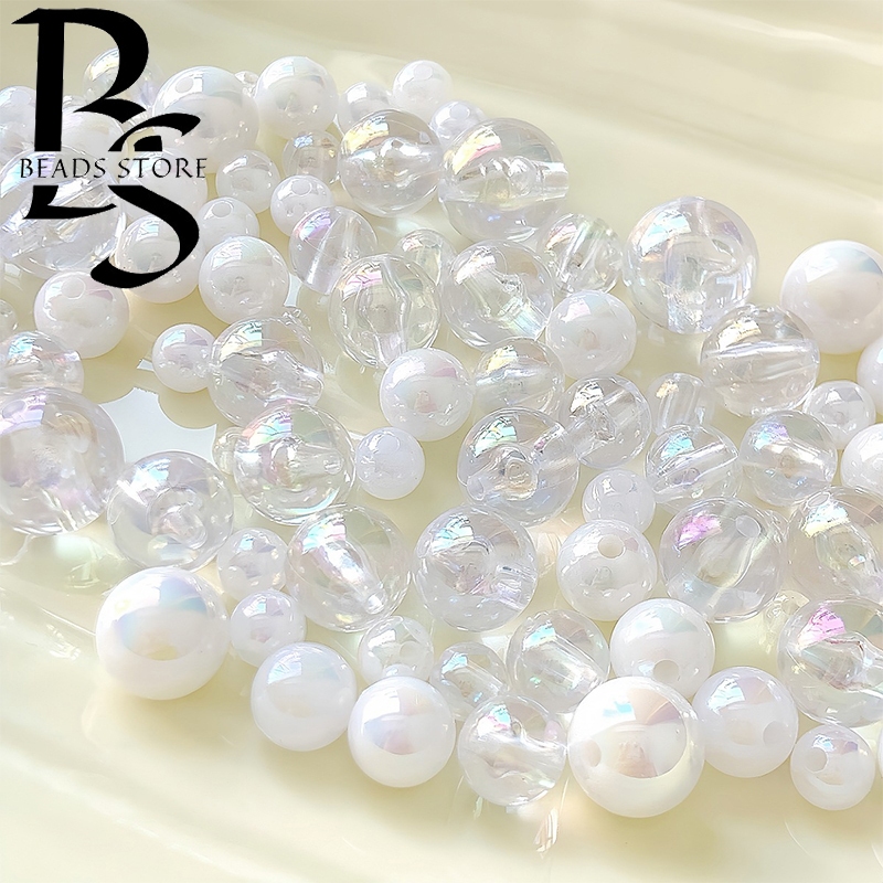 (20-100pcs) Akrilik Transparan Putri Duyung Gadis Gadis Round Beads Manik Manik Aesthetic Manik Bula