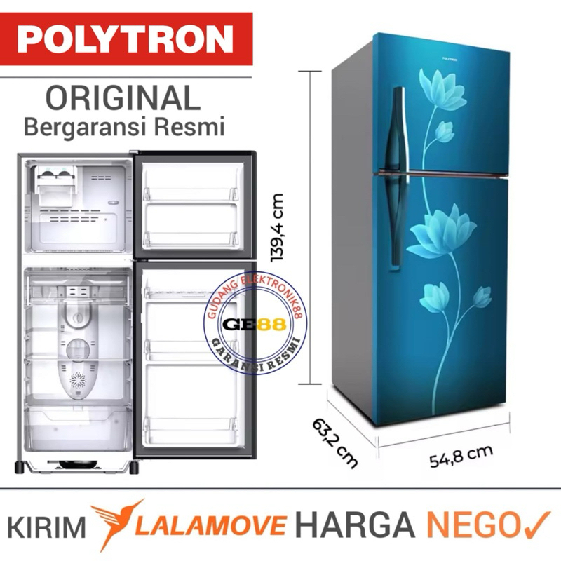 Kulkas Polytron 2 Pintu PRB-219 Lemari Es Polytron 2 Pintu 210L Low Watt