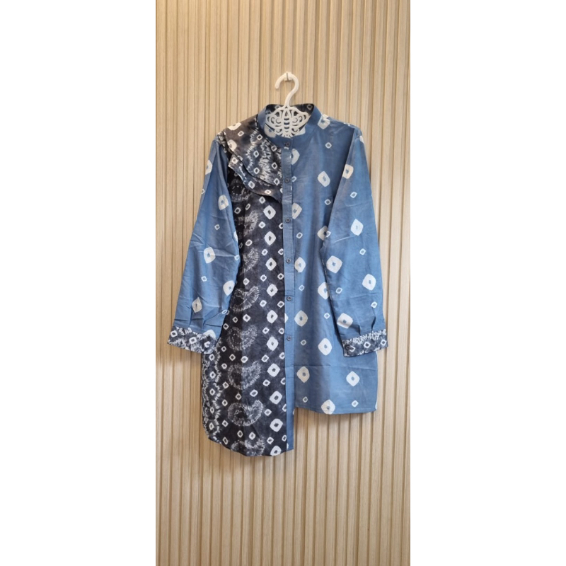 Blouse Asimetris Jumputan Motif Tabur Keong