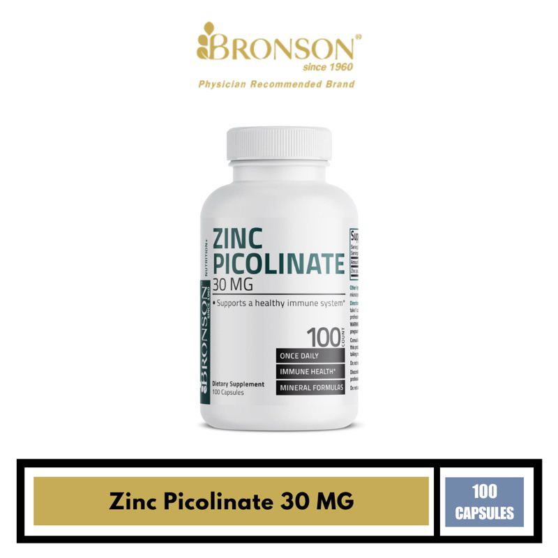 BRONSON Zinc Picolinate - 30 mg - 100 Capsules