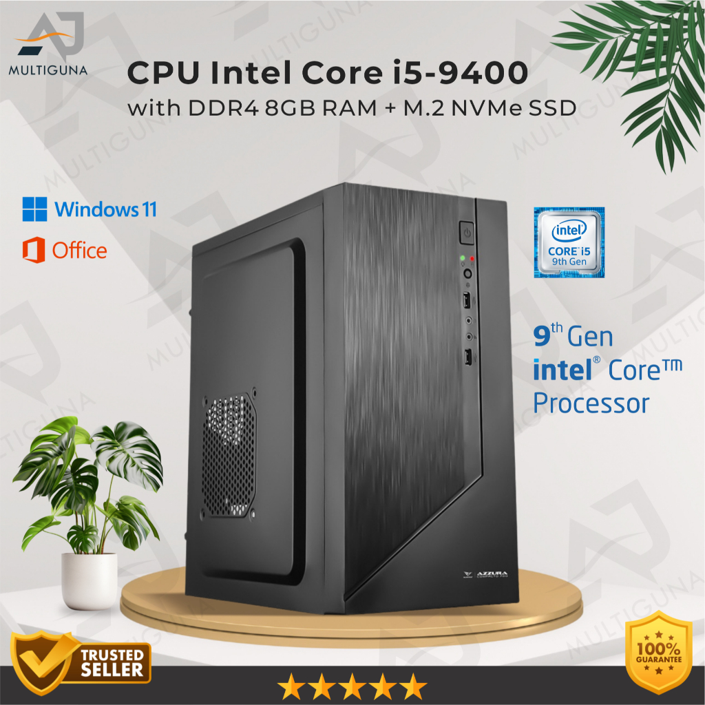 CPU PC Komputer Intel Core i5-9400 Gen-9 RAM 8GB SSD Rakitan Office