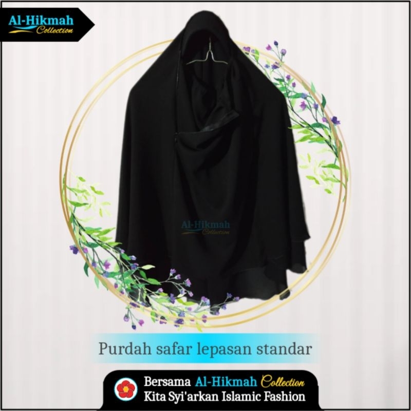 Purdah Safar Lepasan Al Hikmah Collection Bukan Jilbab Safar | Cadar Jetbalck Purdah Siffon 2 Lapis
