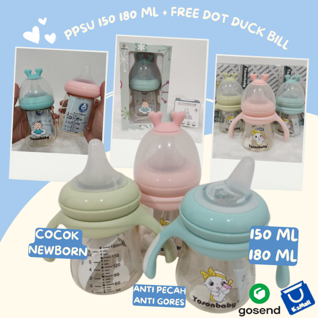 EXTRA BONUS 1pcs DOT Botol Susu Wide Neck PPSU 150ml 180ml Untuk Bayi Newborn / Botol Susu PPSU / Bo