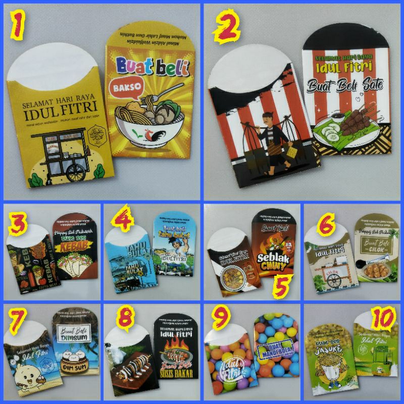 

10 pcs AMPLOP ANGPAU Lebaran (SIAP PAKAI) Motif Buat Beli