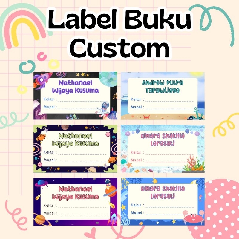 

Sticker Label Nama Buku Pelajaran Sekolah Custom