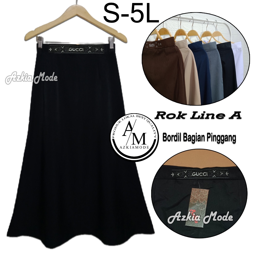 Rok Kerja Panjang Gucci - Rok Kantor Gucci - Rok Panjang Polos - Rok Santri - Rok Line A