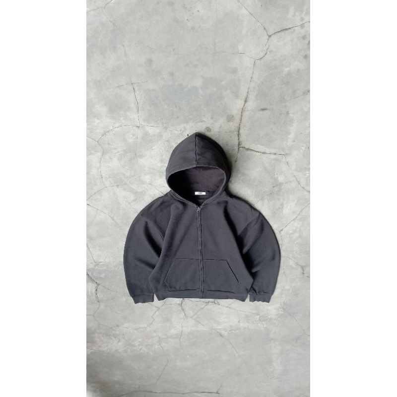 2000's Zipper Hoodie Faded Black Boxy