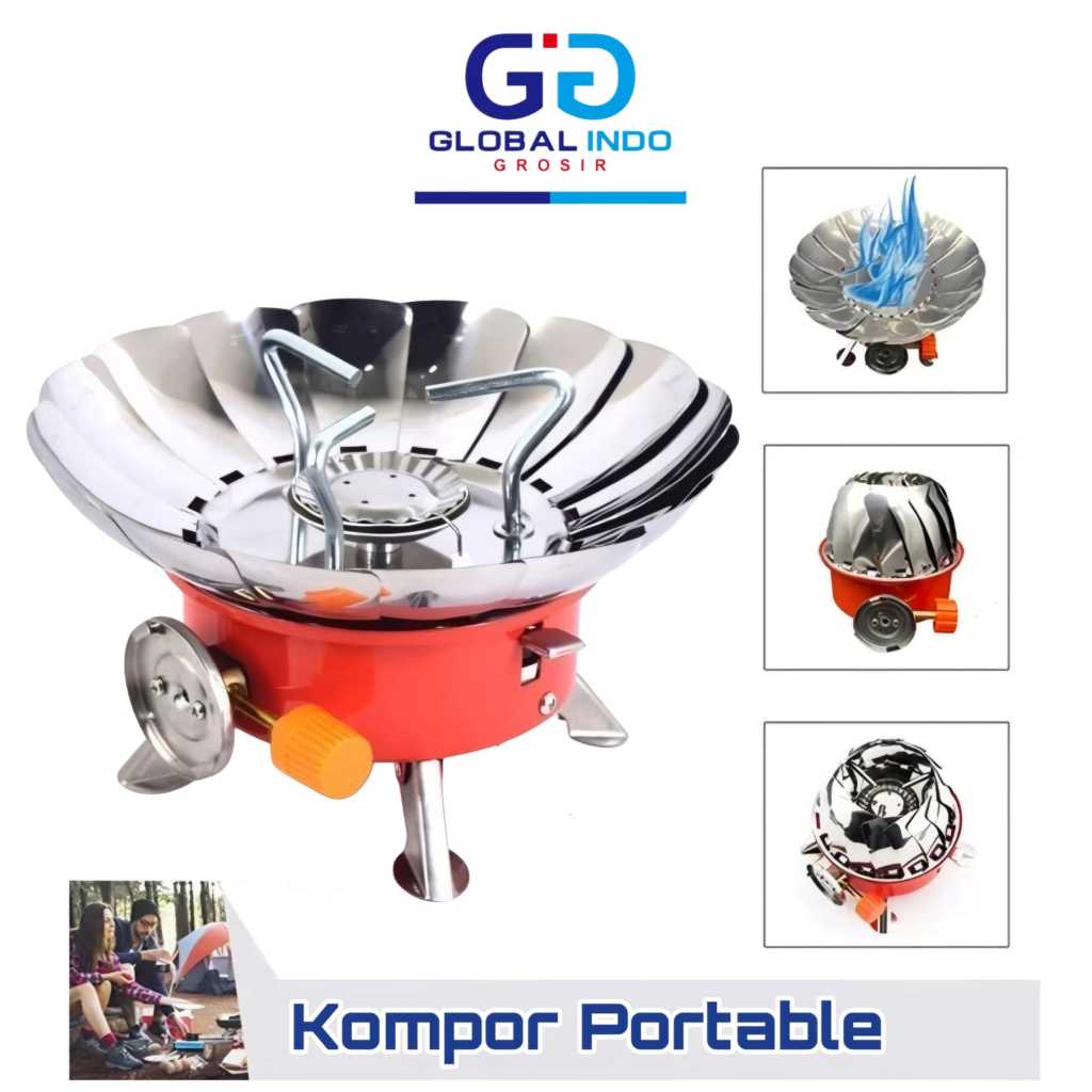 Kompor Camping Bentuk Bunga Tahan Angin Kompor Lipat Portable Gas Stove Mini Alat Masak Gunung