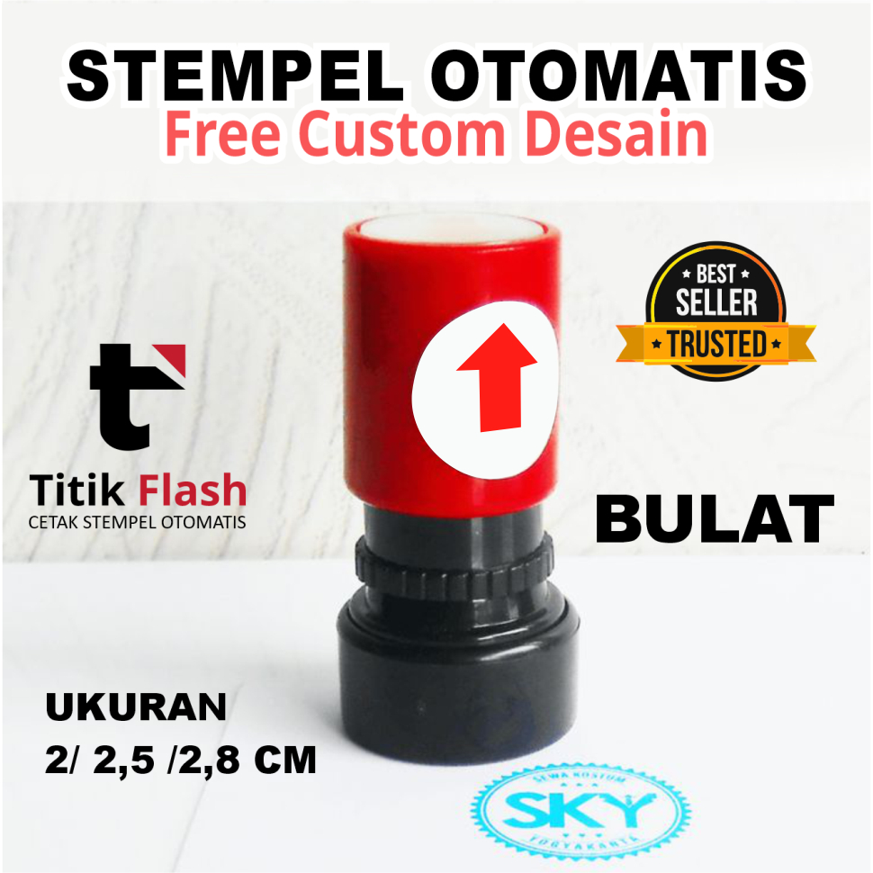 PROMO STEMPEL FLASH BULAT MINI FREE DESAIN