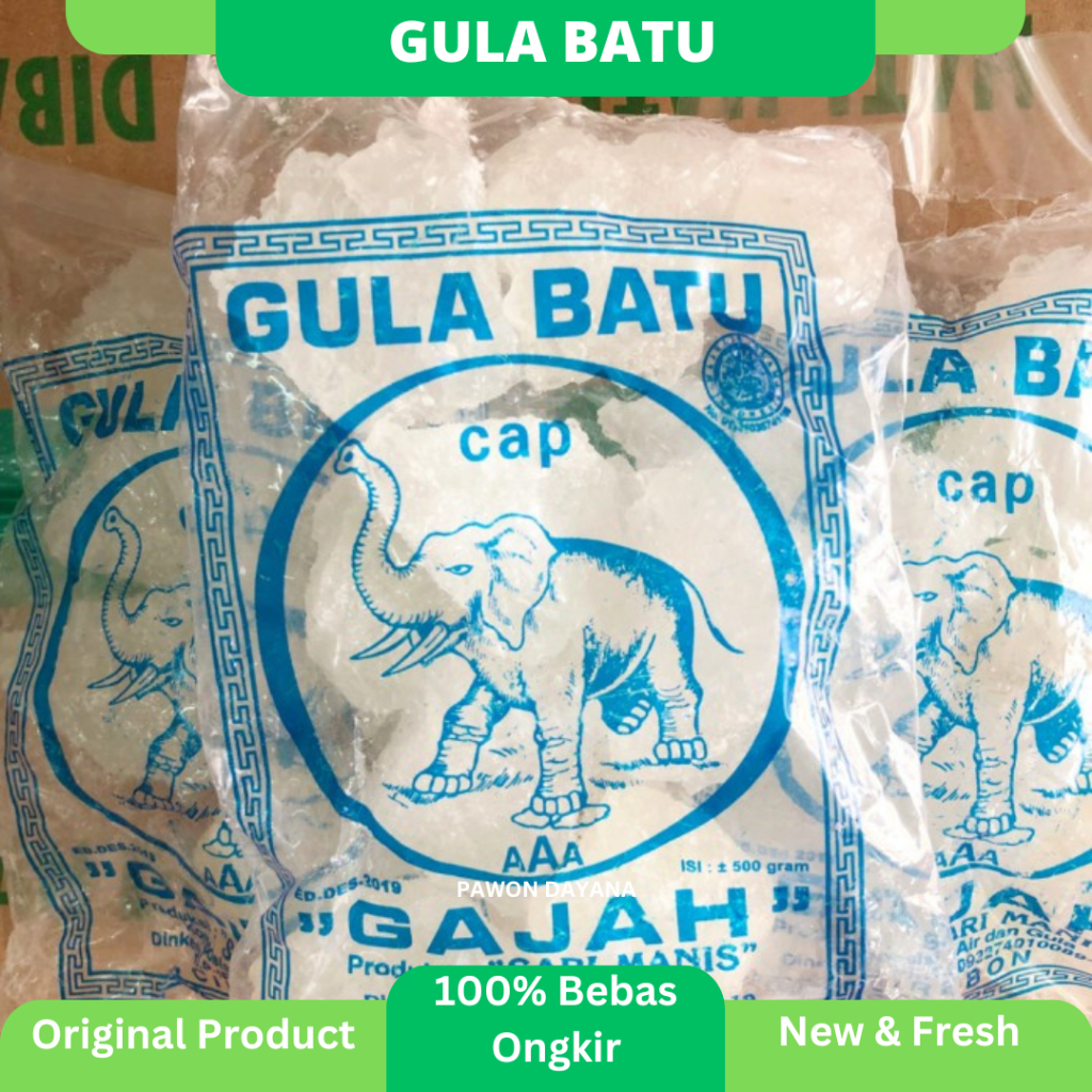 

Gula Batu Cap Gajah 500gr / Gula Batu Asli / Gula Batu Lokal / Gula Batu Putih