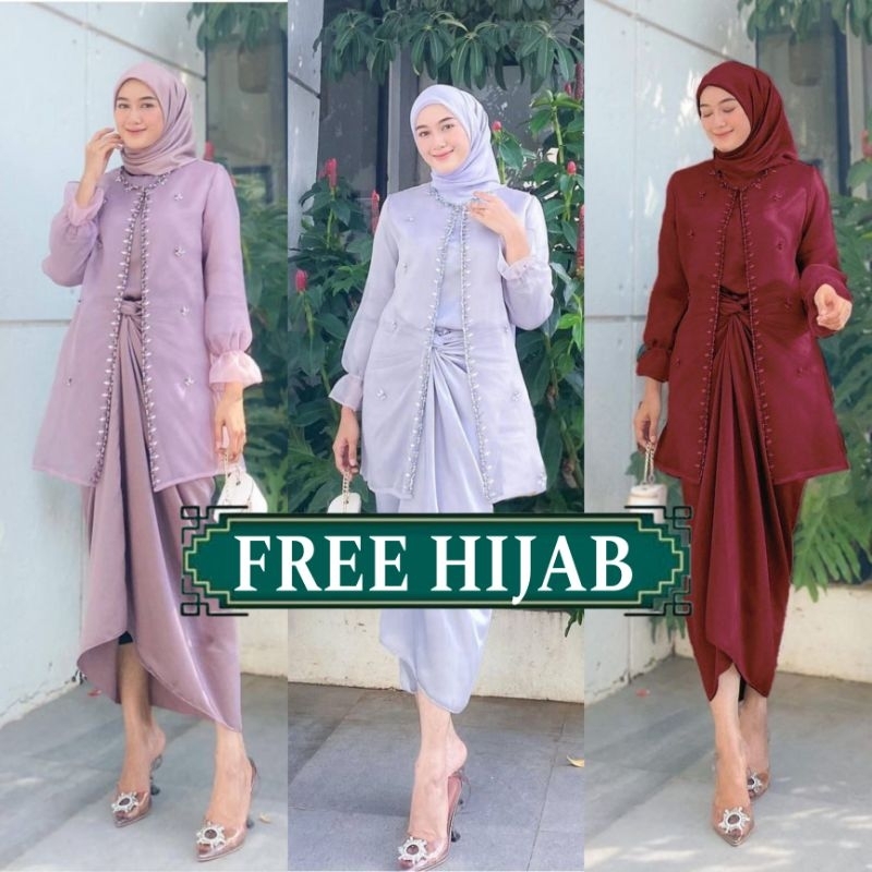(ADA JUMBO) ONESET JEMMA ORGANZA PREMIUM OUTFIT KONDANGAN SETELAN ROK LILIT | SETELAN OUTER INNER RO