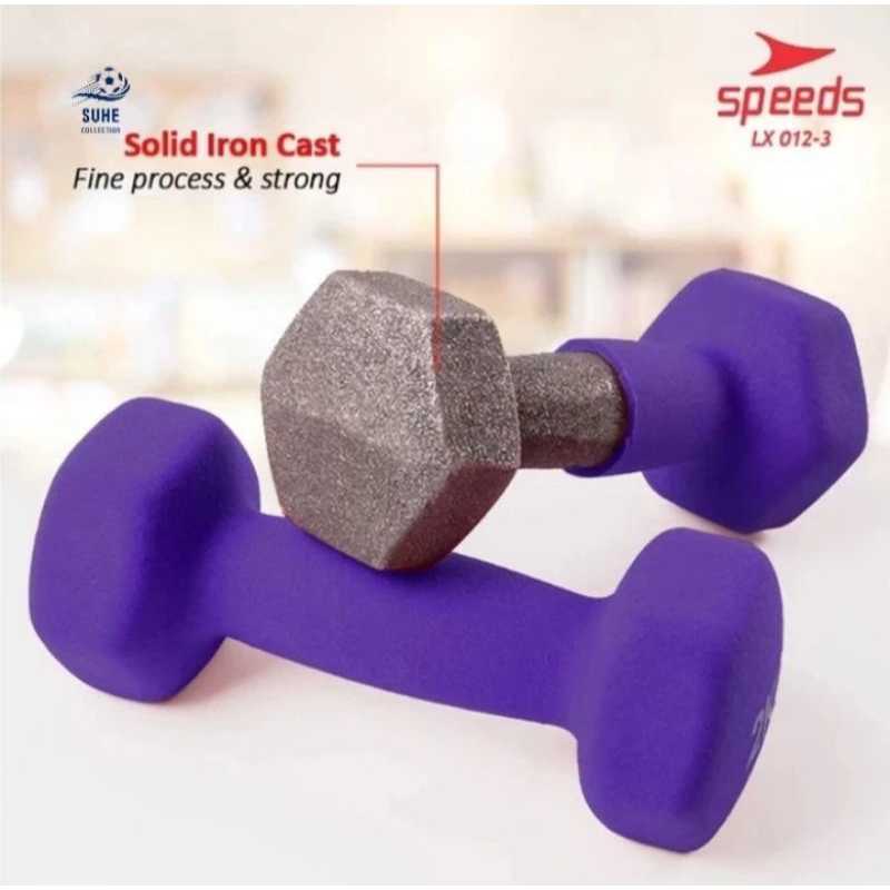 Dumbell Dumbbell Barbel Neoprene Vinyl Cewek Cowok Speeds 2kg