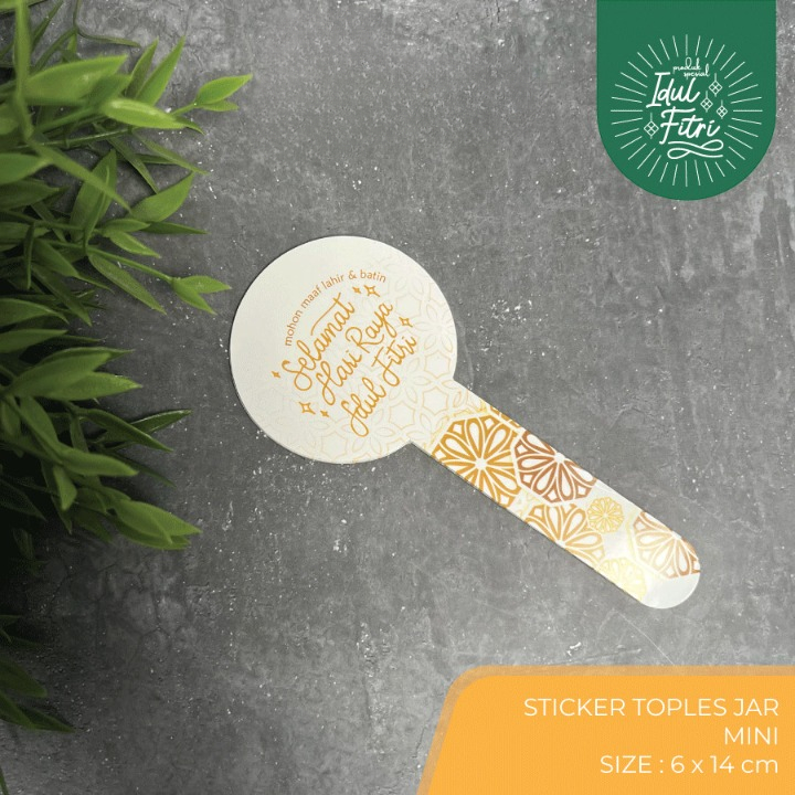 

10 Pcs Sticker Seal Putih Edisi Happy Eid Mubarak Bahan Chromo Lintex Ukuran 6 x 14 cm
