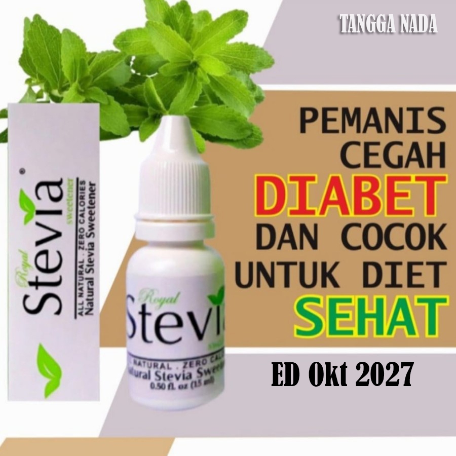 

Gula Stevia Pemanis Cair Tetes Alami Untuk Diabetes Diet Diabet Keto Sweetener Royal Stevia