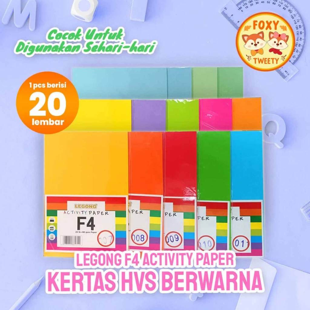 

(Live) Kertas HVS Warna F4 Folio/ Kertas Origami Double Side/ Kertas Lipat Warna Merk Legong