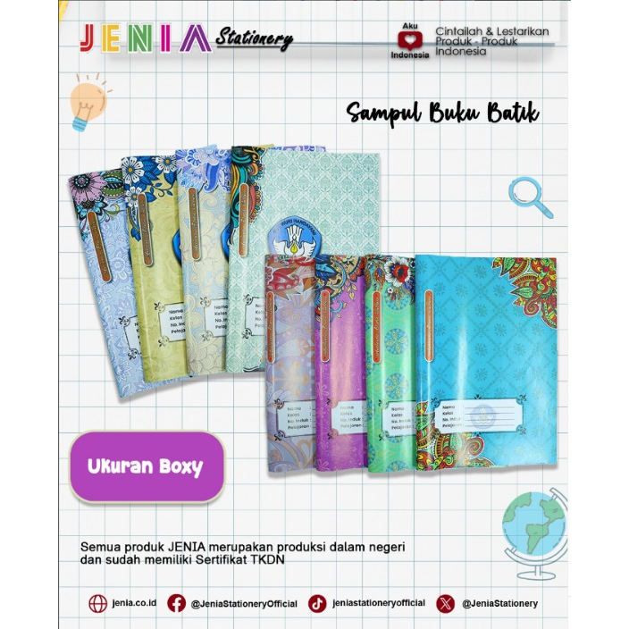 

Sampul Buku Boxy Batik Jenia/Cover Buku Boxy Murah/Sampul Buku Batik