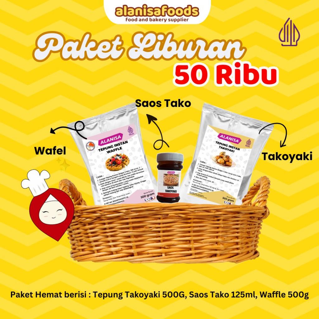 

PAKET HEMAT LIBURAN HANYA 50RB ( SAOS TAKOYAKI 125,TAKOYAKI 500,WAFFLE 500)