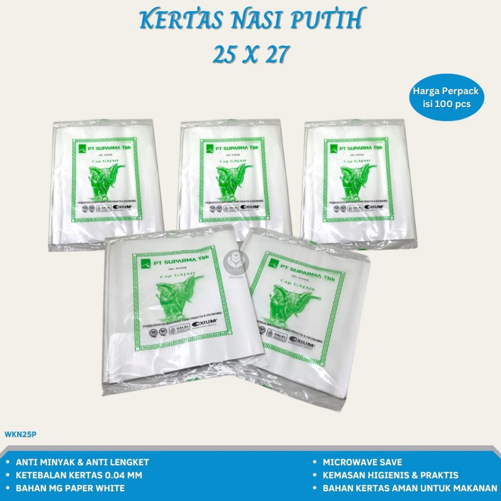 Kertas Nasi Minyak 25x27 Kertas Nasi Kfc (Isi 100 Pcs-WKN25P)
