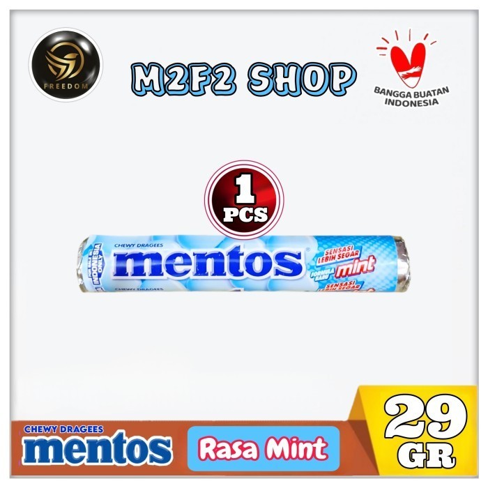 

Mentos MINT Chewy Dragees Candy Roll | Permen Kembang Gula Rasa Mint Original - 29 gr (Kemasan Satuan)