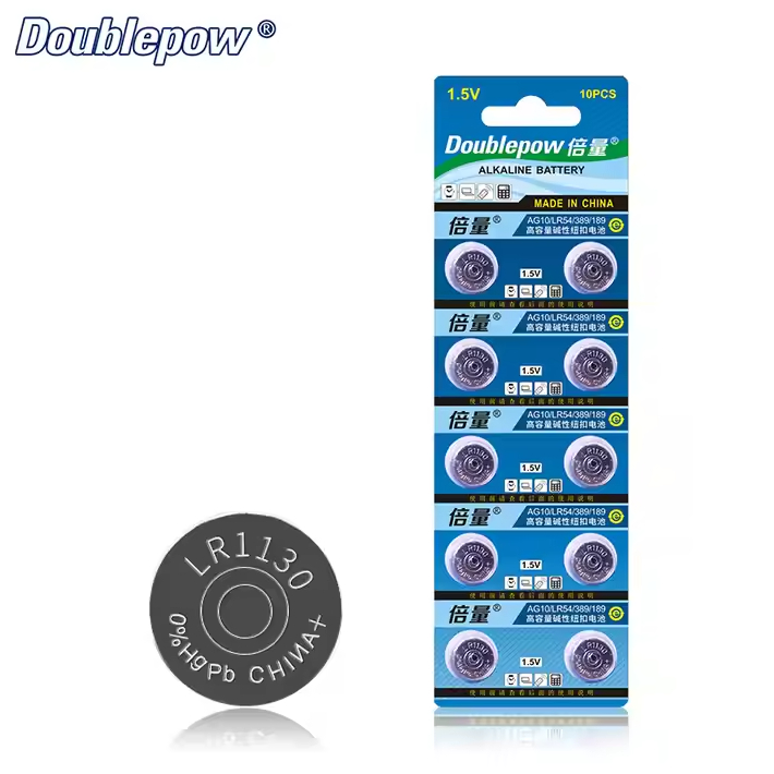2pcs Baterai Kancing Doublepow LR1130 LR54 1.5V Alkaline AG10 Battery Kalkulator