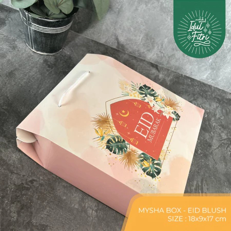 

( 10 pcs ) mysha box ivory packaginghampers 2 toples kuker 800ml dus lebaran motif pink coton candy 18x9x17 cm