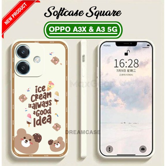 [UV15] SOFTCASE SQUARE MOTIF BEAR CUTE FOR OPPO A3X OPPO A3 5G case lucu