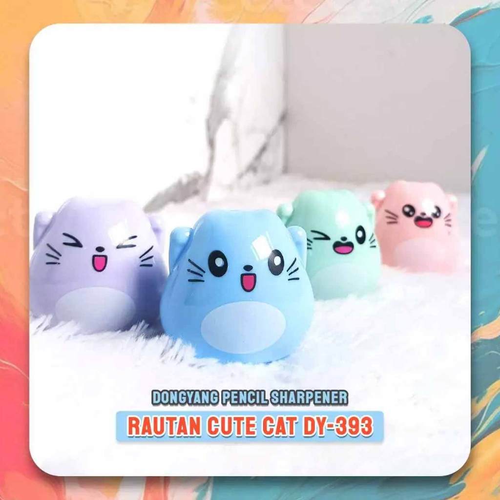 

(Live) Rautan Cute Cat DONGYANG / Pencil Sharpener DY-393 / Rautan Pensil Kucing Miaw Lucu Pastel Pink Blue Green Purple