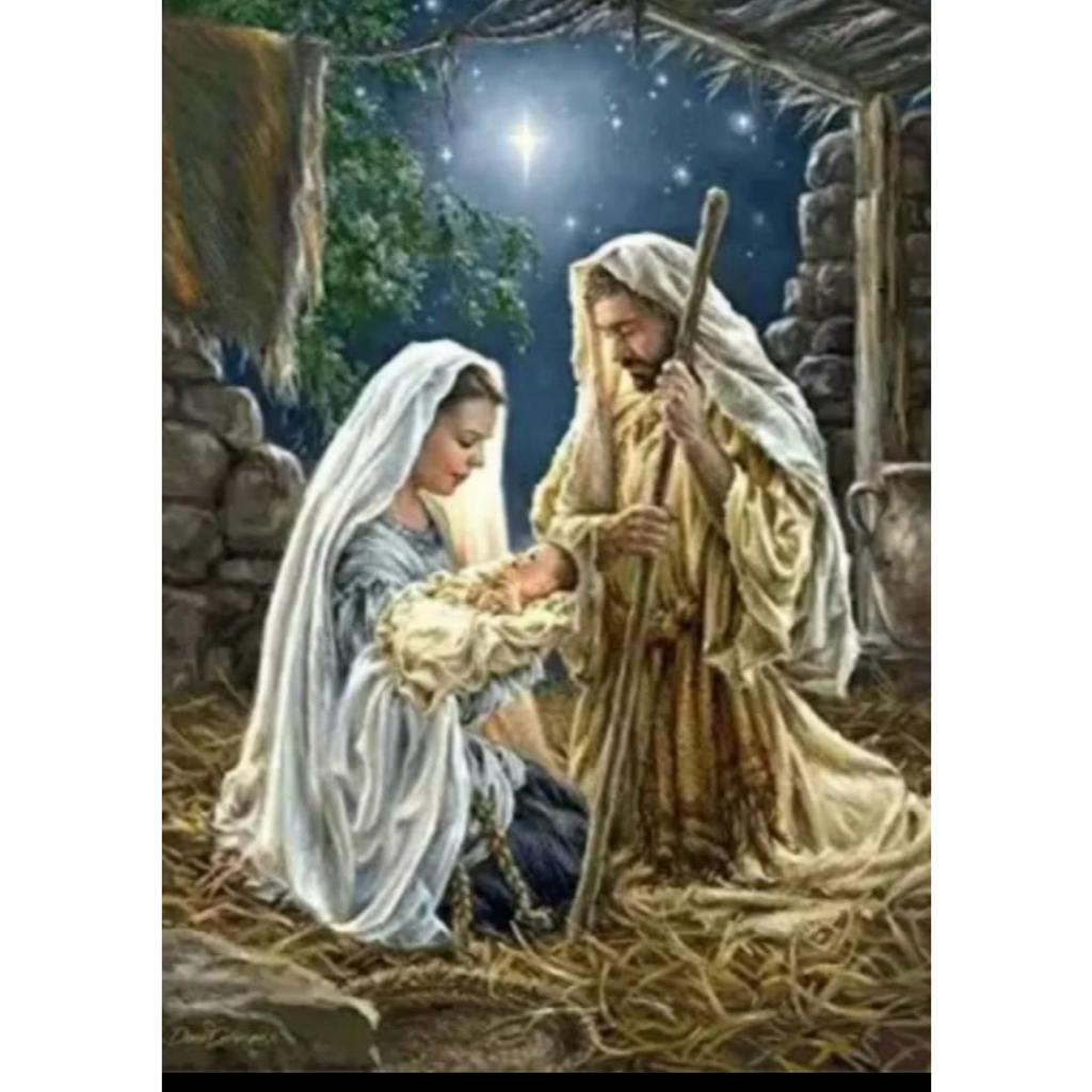 LUKISAN FULL DIAMOND 5D PAINTING (DIY) YESUS DAN MARIA 30X40cm (PxT)