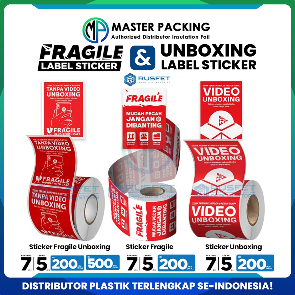 

Sticker Fragile Unboxing Stiker Wajib Video Unboxing Sticker Fragile Unboxing 200 / 500pcs Roll Ecer