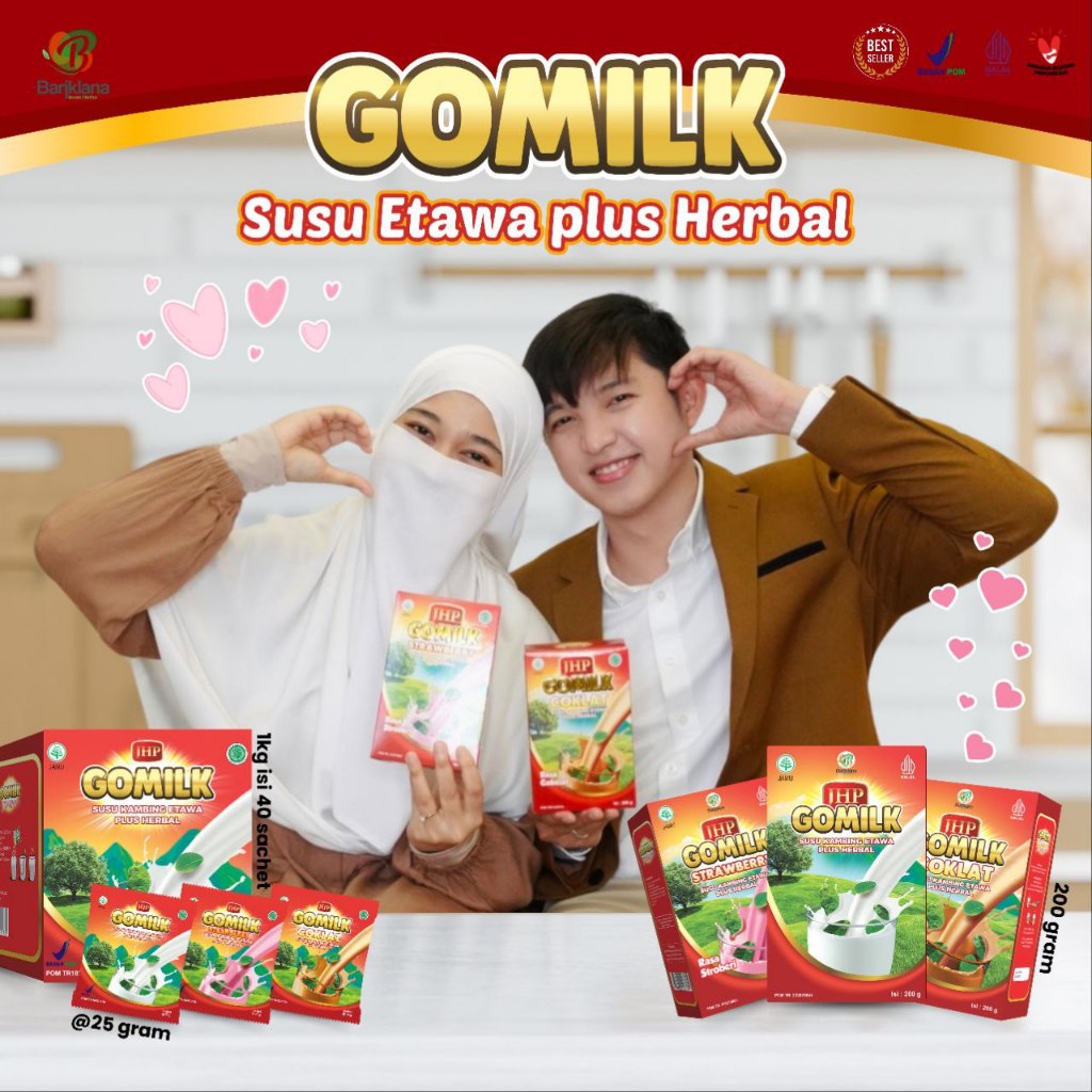 

Gomilk Susu Kambing Etawa Plus Herbal, Rasa Original/Stroberi/Cokelat, Kemasan Box 200gr