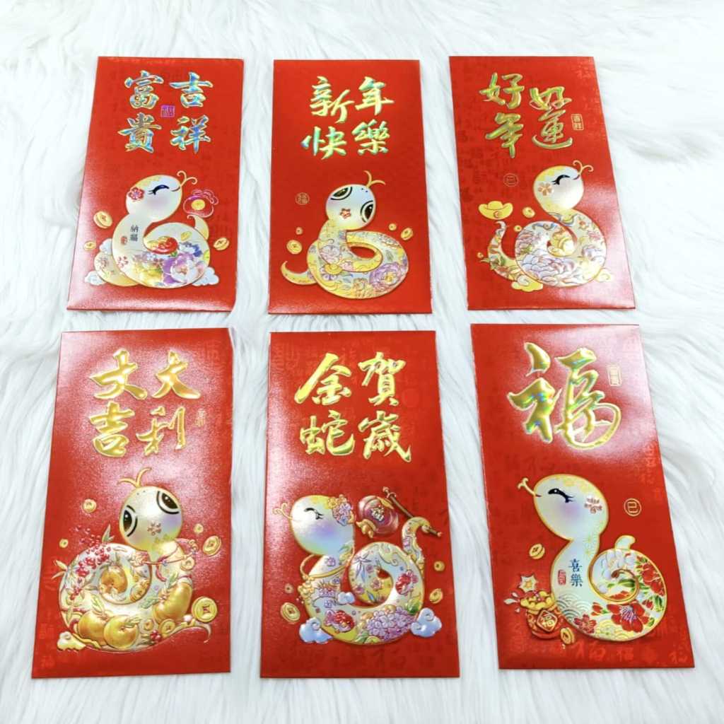 

Angpao Imlek Shio Ular 4216 Bahan Hologram Tebal Premium Kemasan Mika Isi 6 Pcs Import