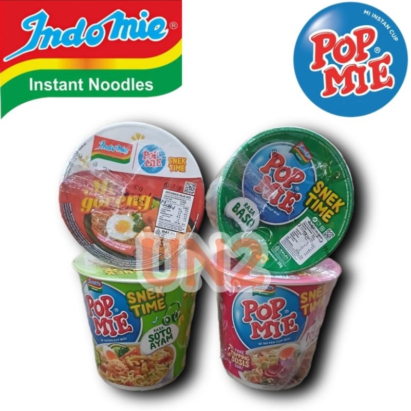 

Indomie Pop Mie Snek Time Empat Varian Rasa Mi Goreng Soto Ayam Baso dan Ayam Bawang