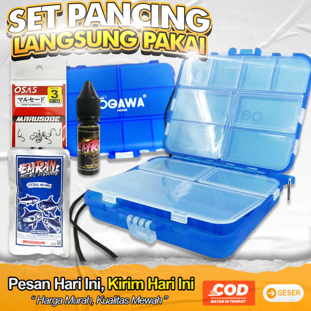 BOX OGAWA BESAR  WATERPROOF BONUS PELET MICRO 30GR, ESSEN MICRO 15ML DAN KAIL OSAS