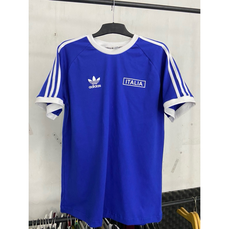 Tshirt Adidas Italia Blue Biru Premium Cotton 16s