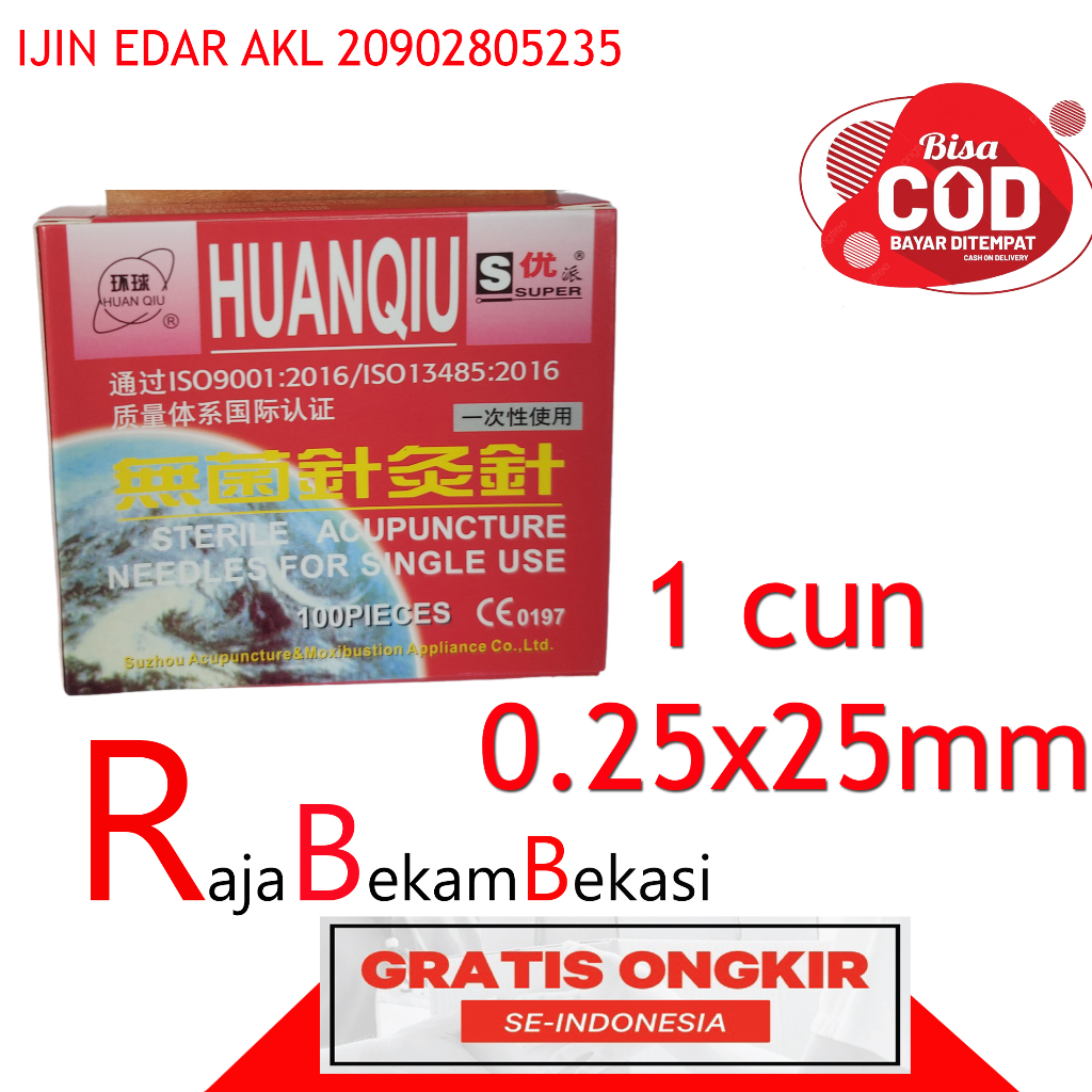 HUANQIU 1 CUN 0.25 x25 JARUM AKUPUNTUR 1 BOX 100 PCS