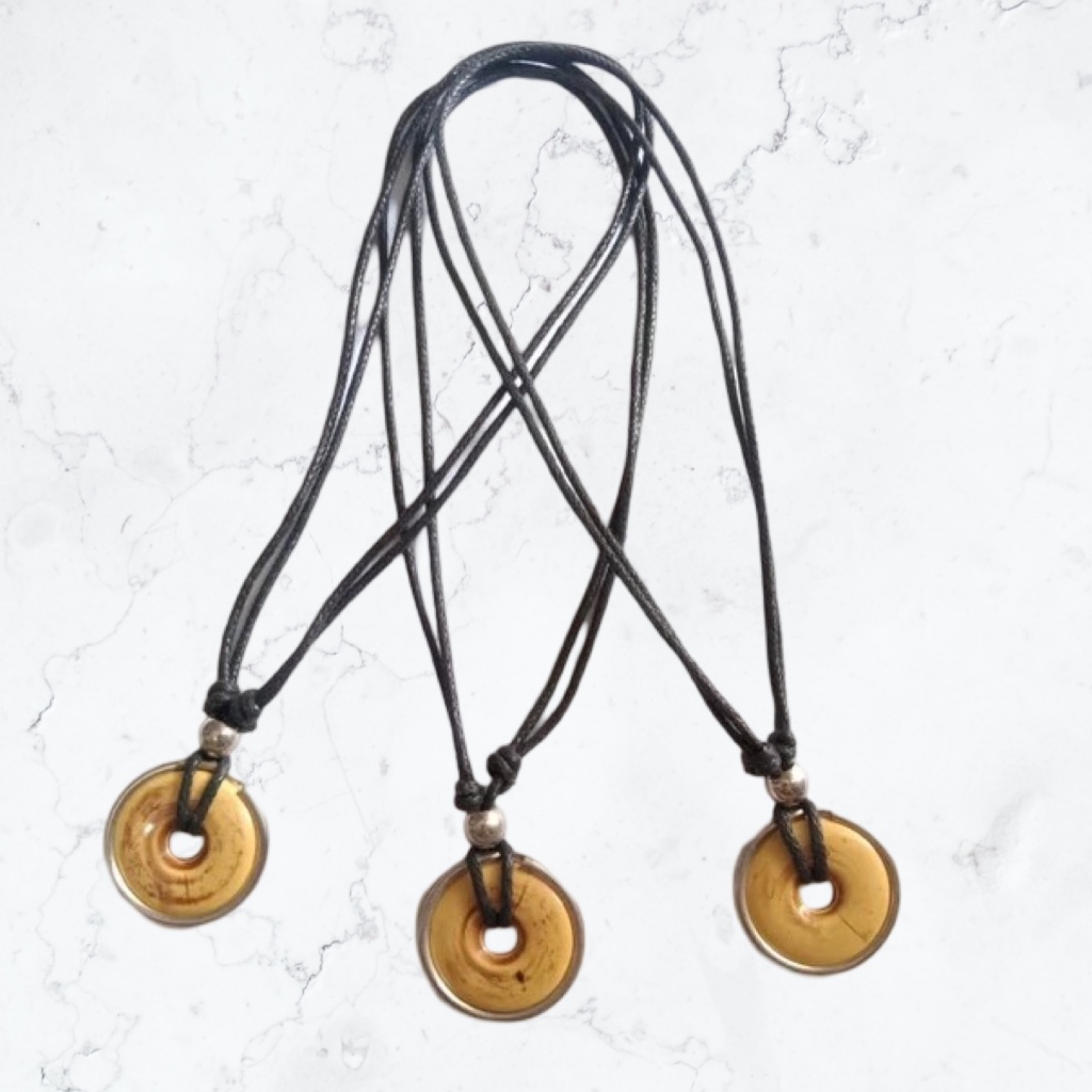 KALUNG TALI BANDUL LIONTIN BULAT EMAS TITANIUM POLOS PRIA DAN WANITA UNISEX