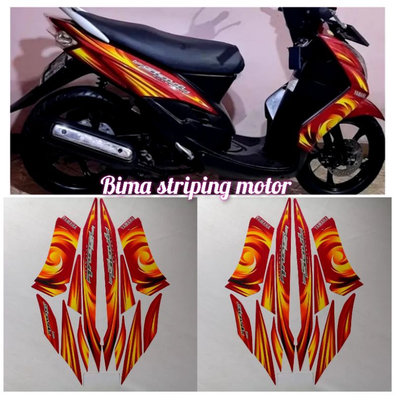 stiker striping list body full set motor mio soul 2007 merah