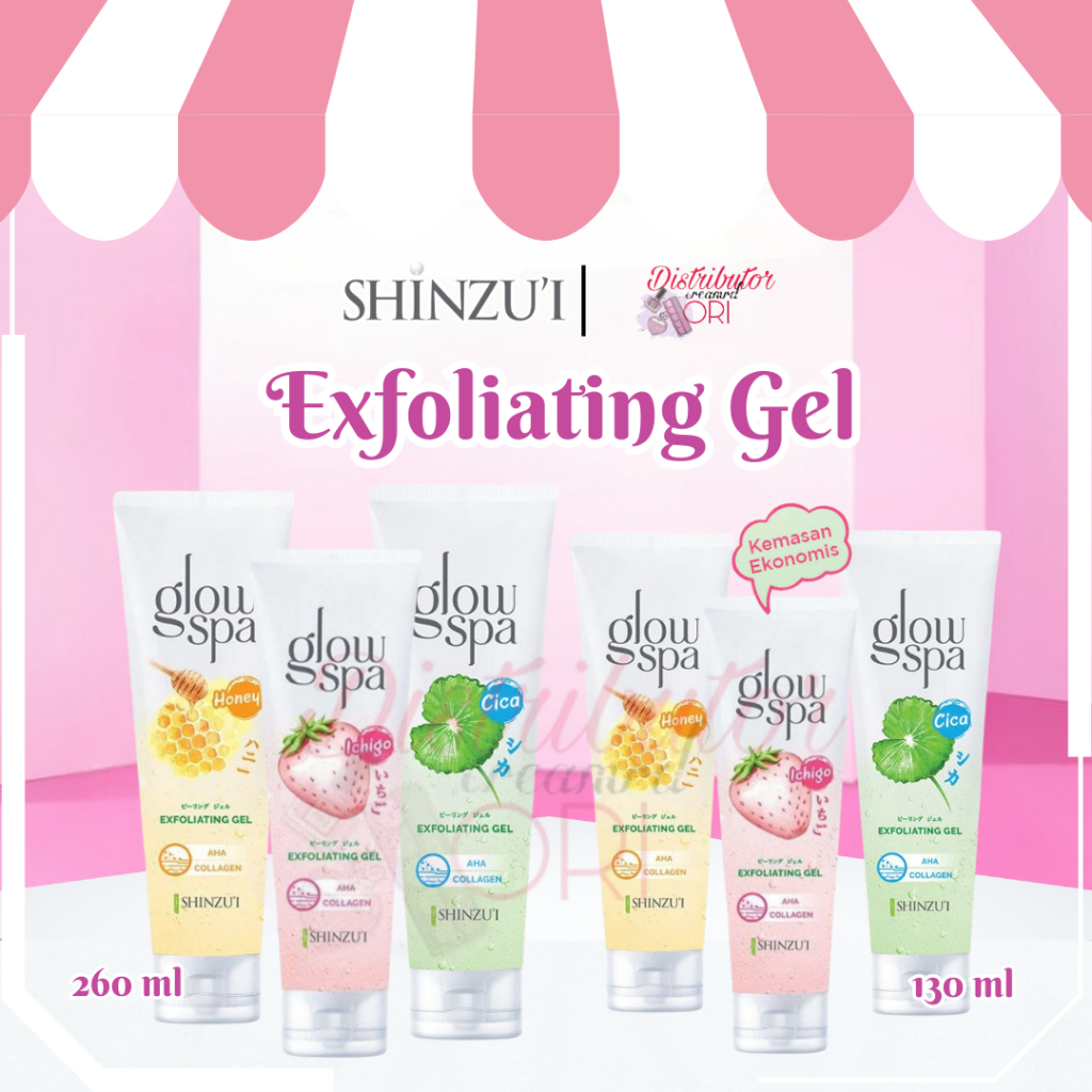 Shinzui Glow Spa Exfoliating Gel Peeling Wajah 130ML ICHIGO | HONEY | CICA