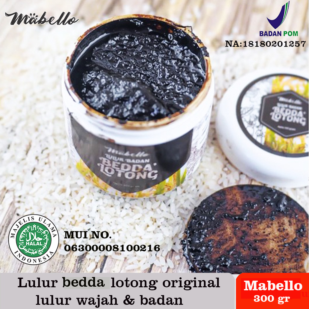 Lulur mabello bedda lotong dan Sabun beras hitam original untuk wajah dan badan mabelo beda lotong