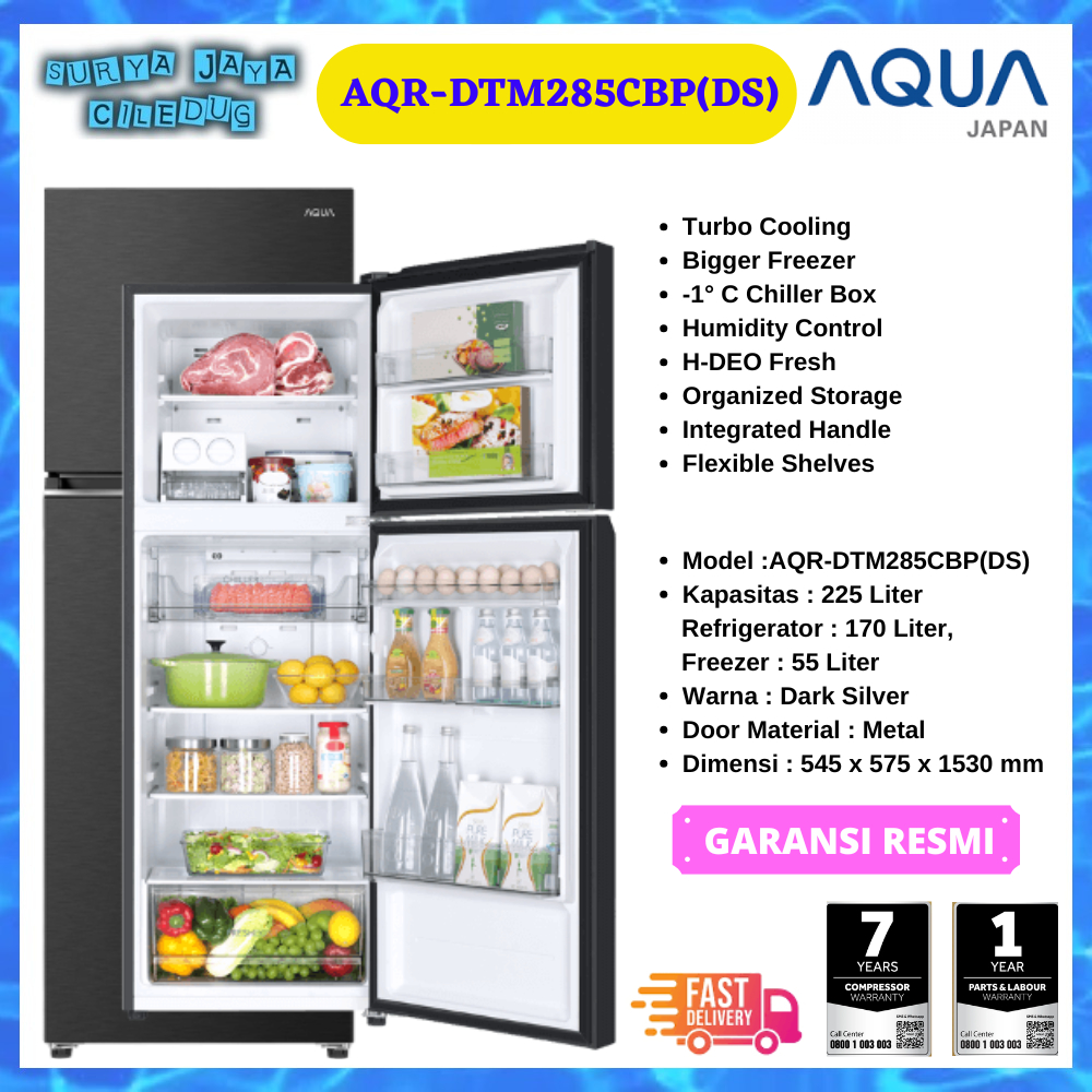 KULKAS AQUA AQR-DTM285CBP, DTM 285 CBP 2 PINTU 225 LITER