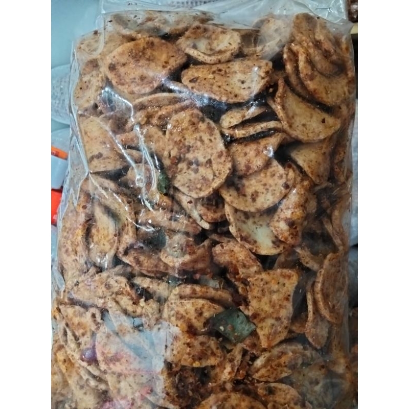 

1kg keripik basreng atau keripik koin rasa pedas daun jeruk